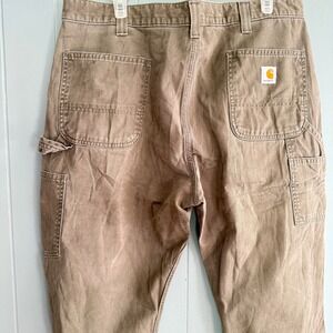 Carhartt B324 Dark Coffee Faded Canvas Double Knee Dungaree Carpenter Pant 40x30